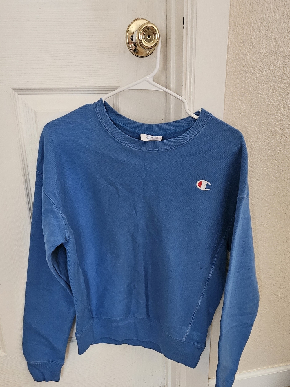 Champion Womens Royal Blue Pullover Sweatshirt - (HIT On Sleeve And Chest) Small